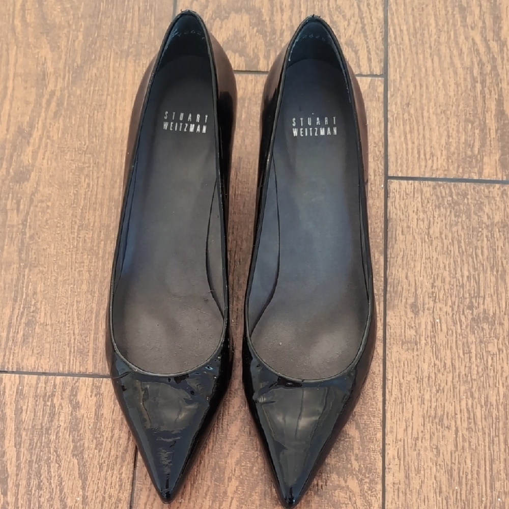 Stuart Weitzman Black Heels Sleek Pointed Toe